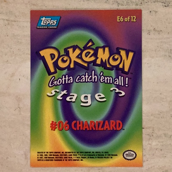 Charizard Pokemon 1999 Topps #E6 1999 Pokemon Card Movie Evolution 06 E6 of 12 - Picture 4 of 6